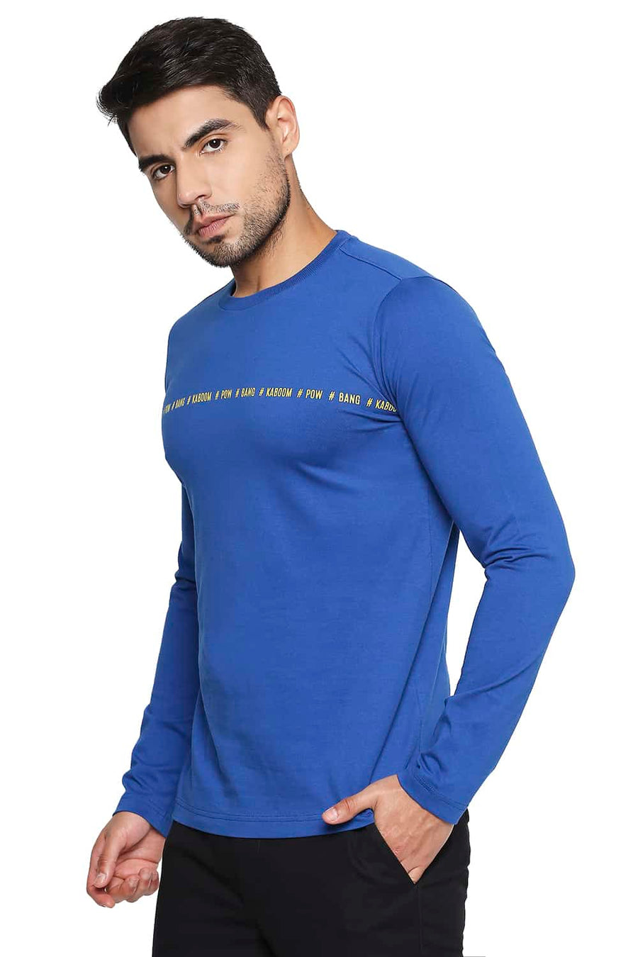 BASICS MUSCLE FIT NAUTICAL BLUE CREW NECK T SHIRT