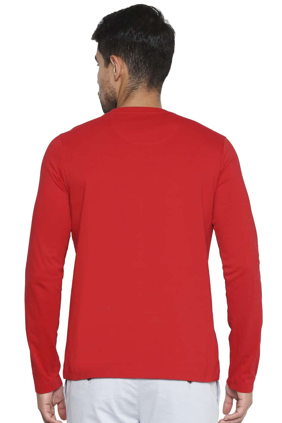 BASICS MUSCLE FIT RACING RED CREW NECK T SHIRT