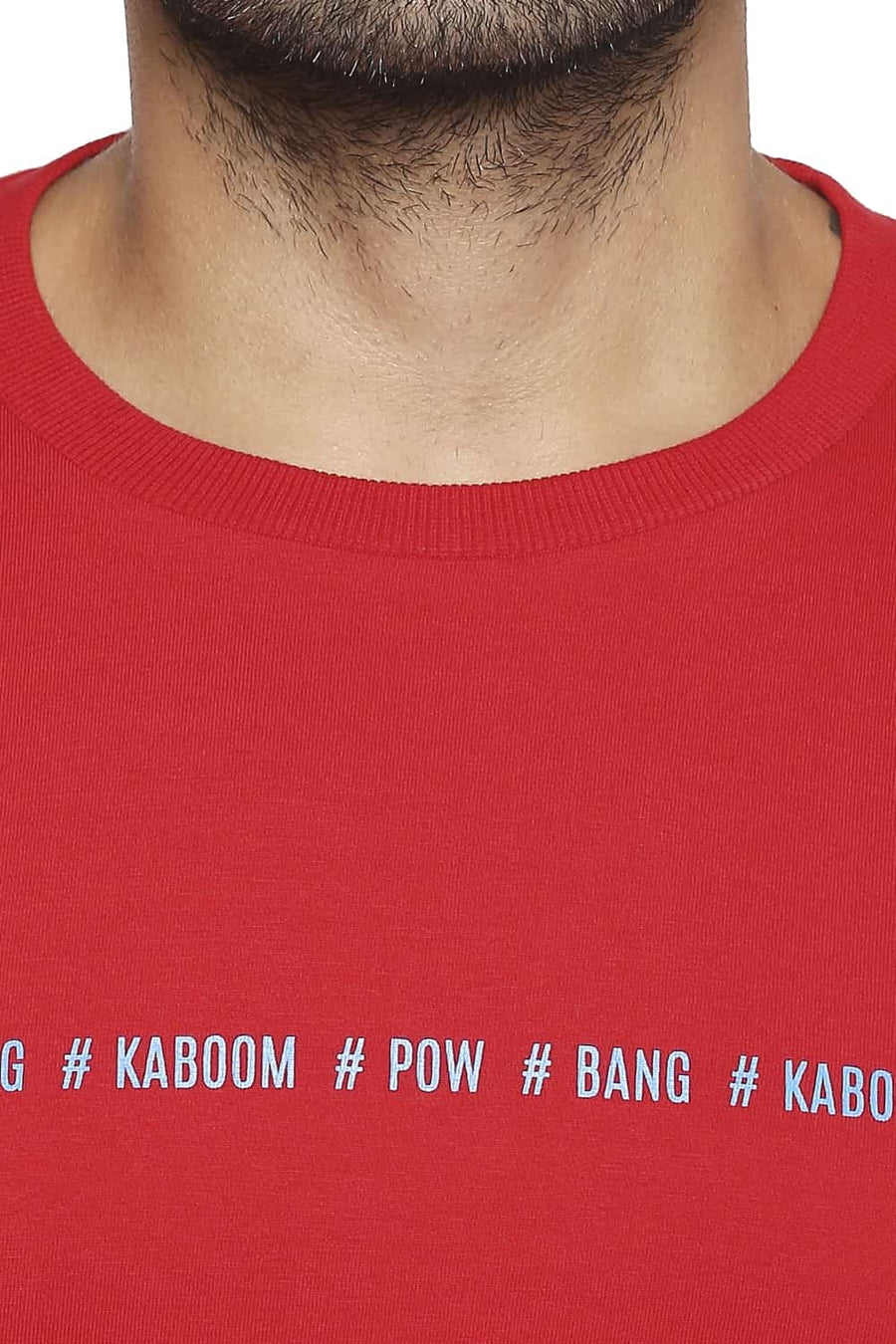 BASICS MUSCLE FIT RACING RED CREW NECK T SHIRT