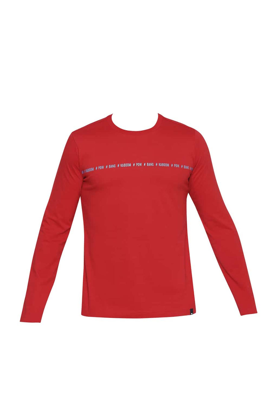 BASICS MUSCLE FIT RACING RED CREW NECK T SHIRT
