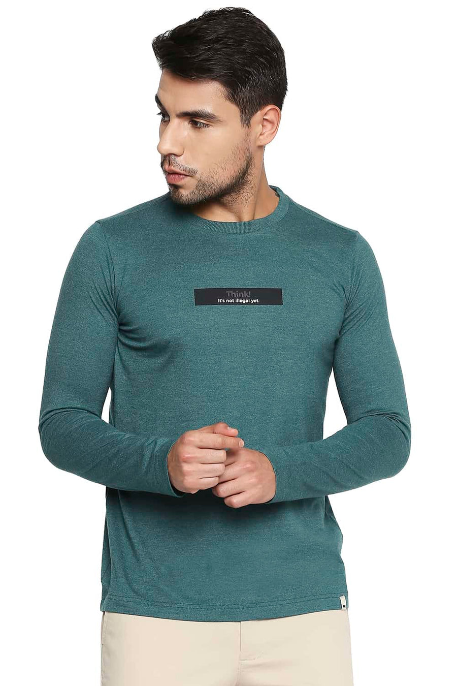 BASICS MUSCLE FIT BOTANICAL GARDEN CREW NECK T SHIRT
