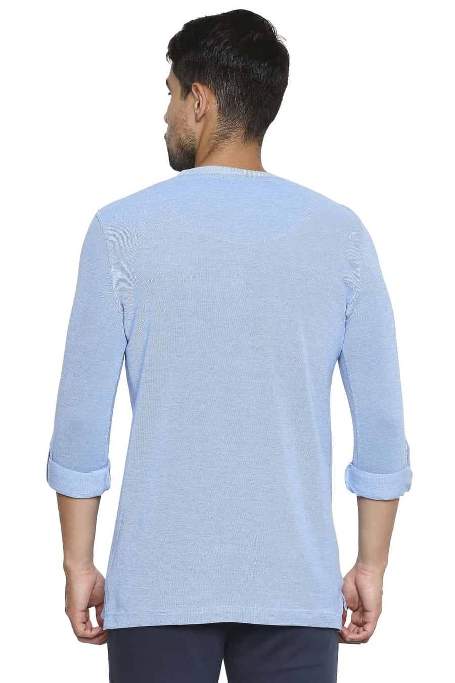 BASICS MUSCLE FIT FRENCH BLUE HENLEY T SHIRT