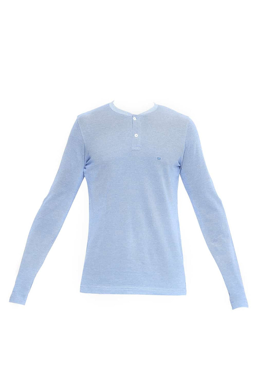 BASICS MUSCLE FIT FRENCH BLUE HENLEY T SHIRT