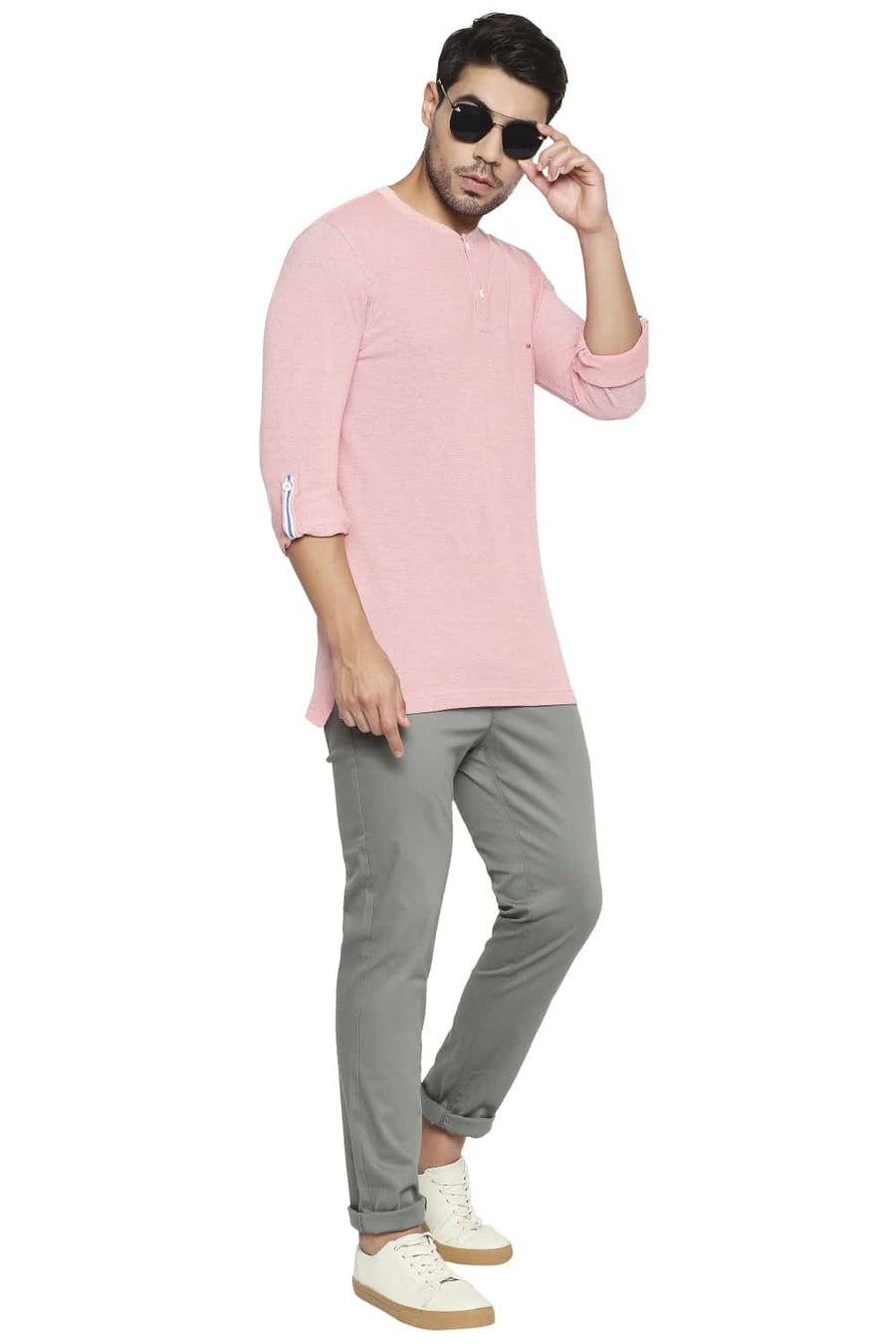 BASICS MUSCLE FIT GEORGIA PEACH HENLEY T SHIRT