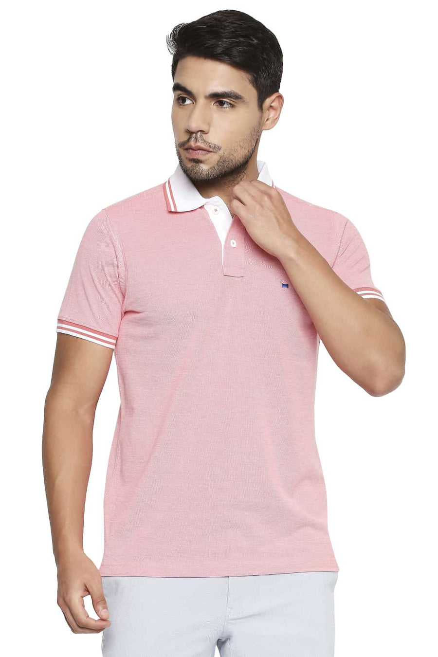 BASICS MUSCLE FIT CALYPSO CORAL POLO T SHIRT