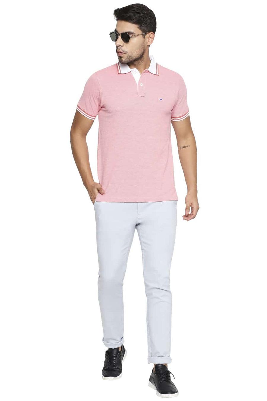 BASICS MUSCLE FIT CALYPSO CORAL POLO T SHIRT