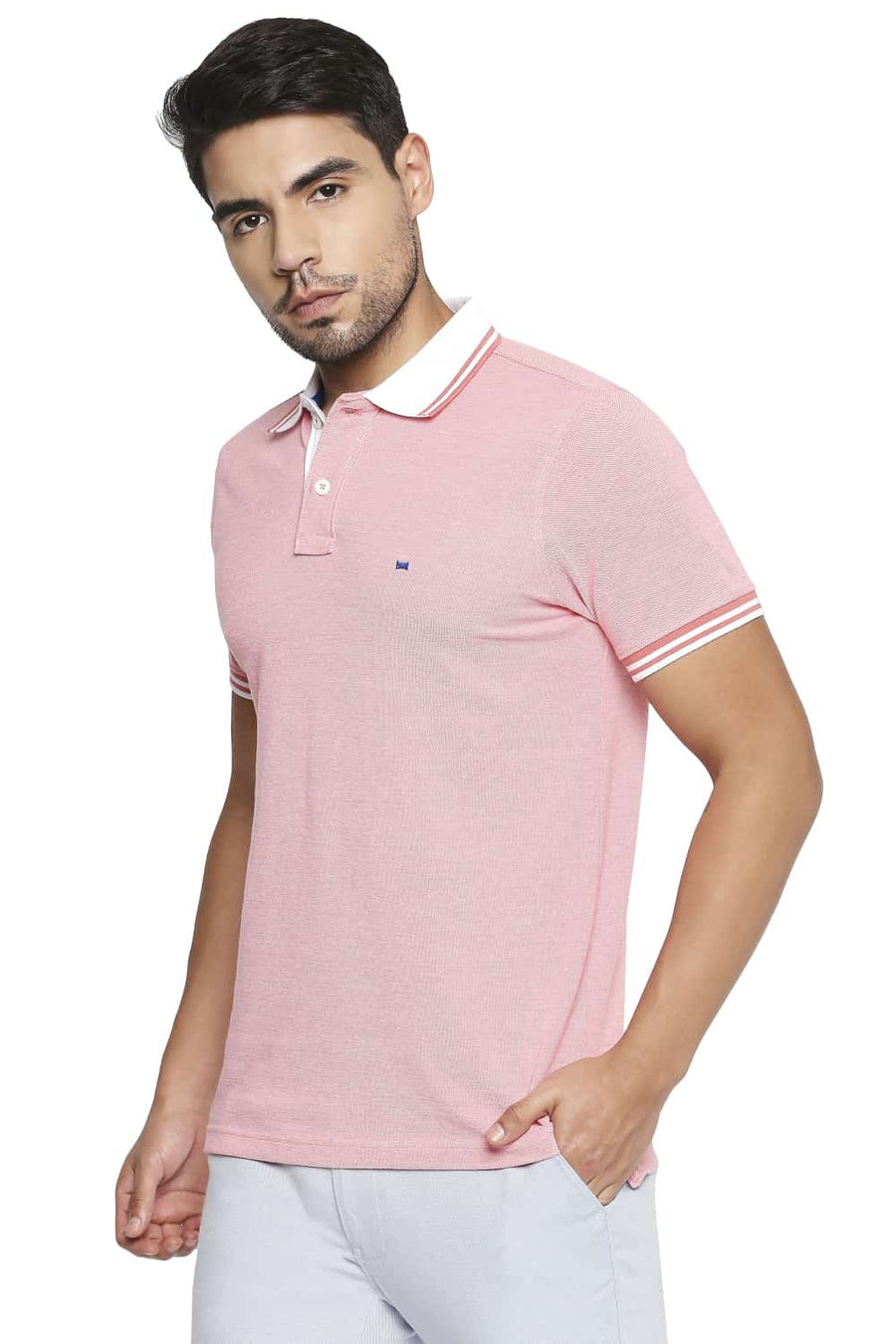BASICS MUSCLE FIT CALYPSO CORAL POLO T SHIRT