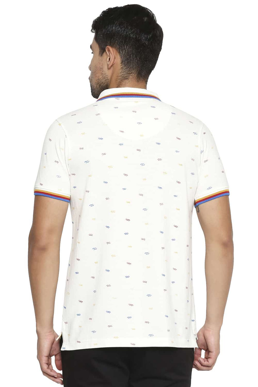 BASICS MUSCLE FIT CANNOLI CREAM PRINTED POLO T SHIRT