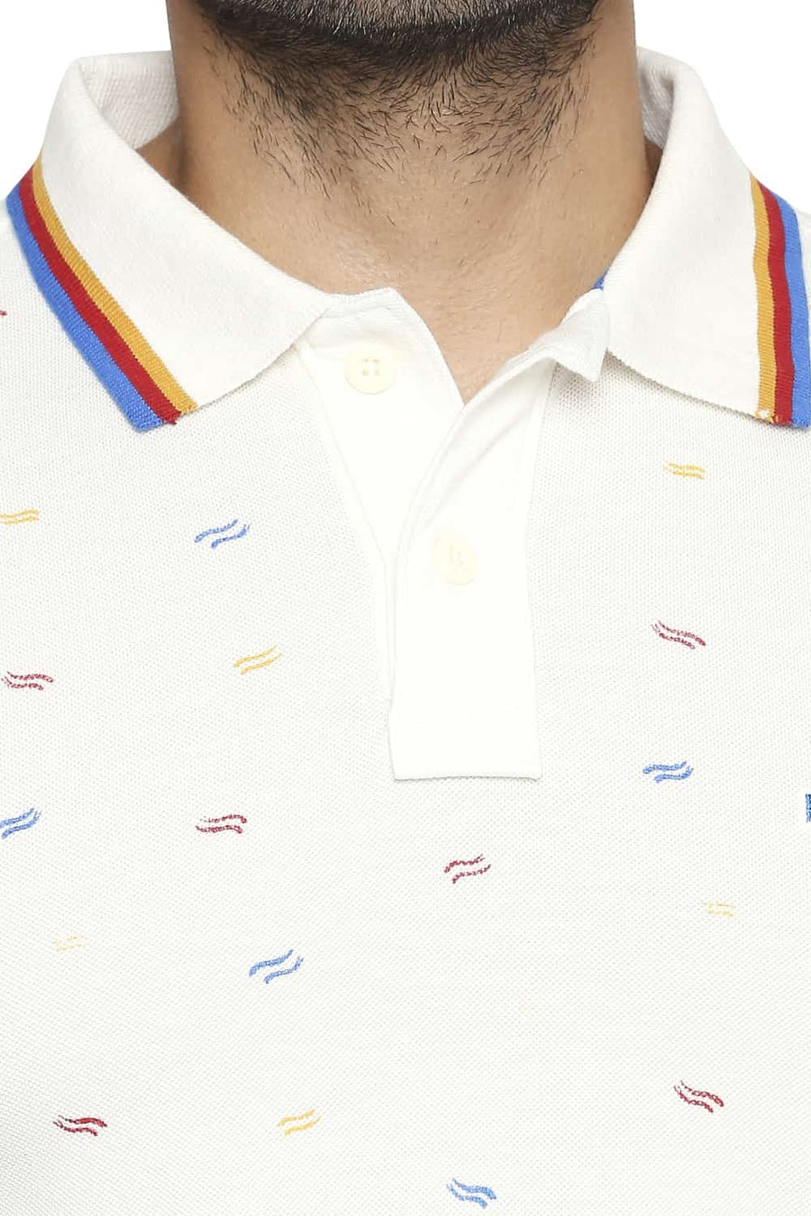 BASICS MUSCLE FIT CANNOLI CREAM PRINTED POLO T SHIRT