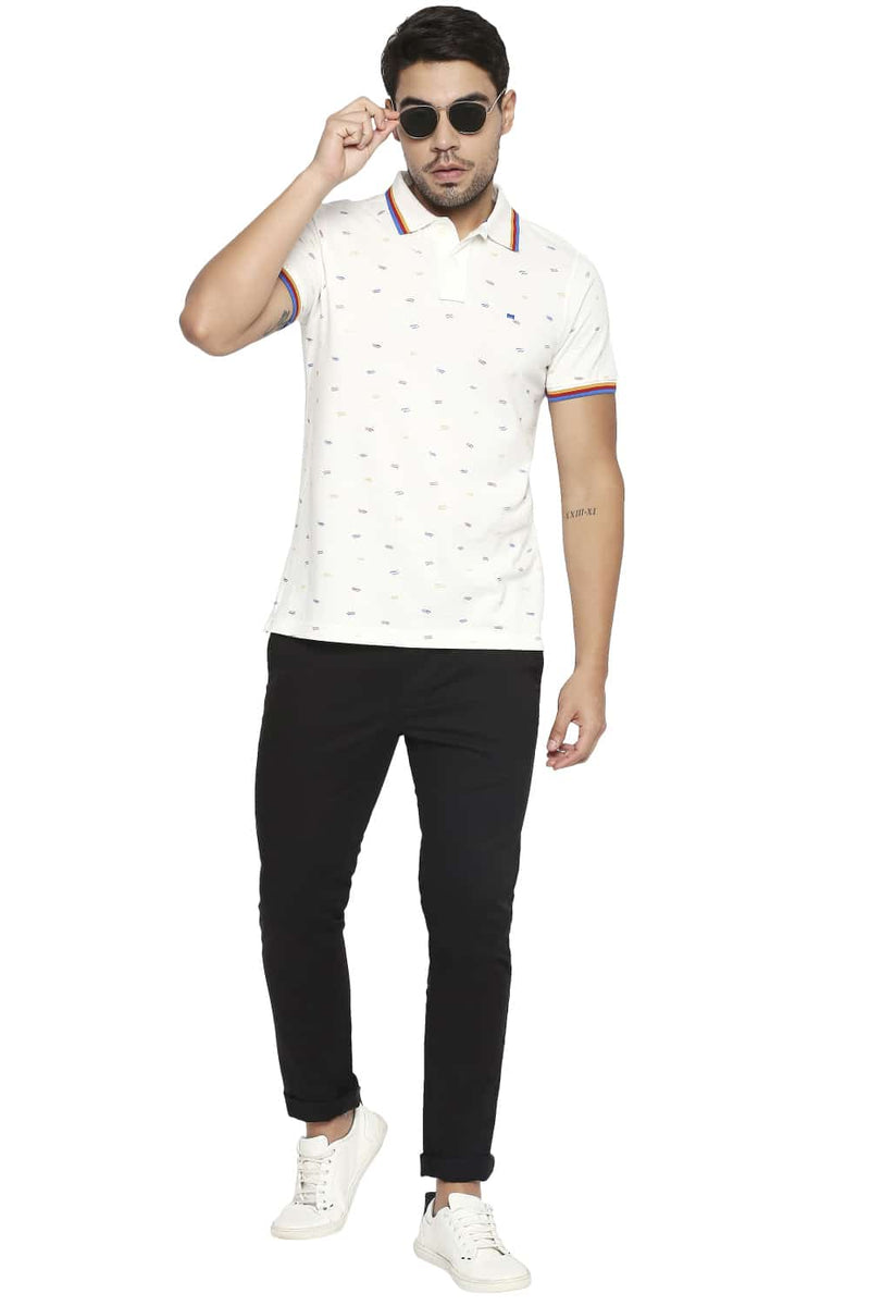 BASICS MUSCLE FIT PRINTED POLO T SHIRT