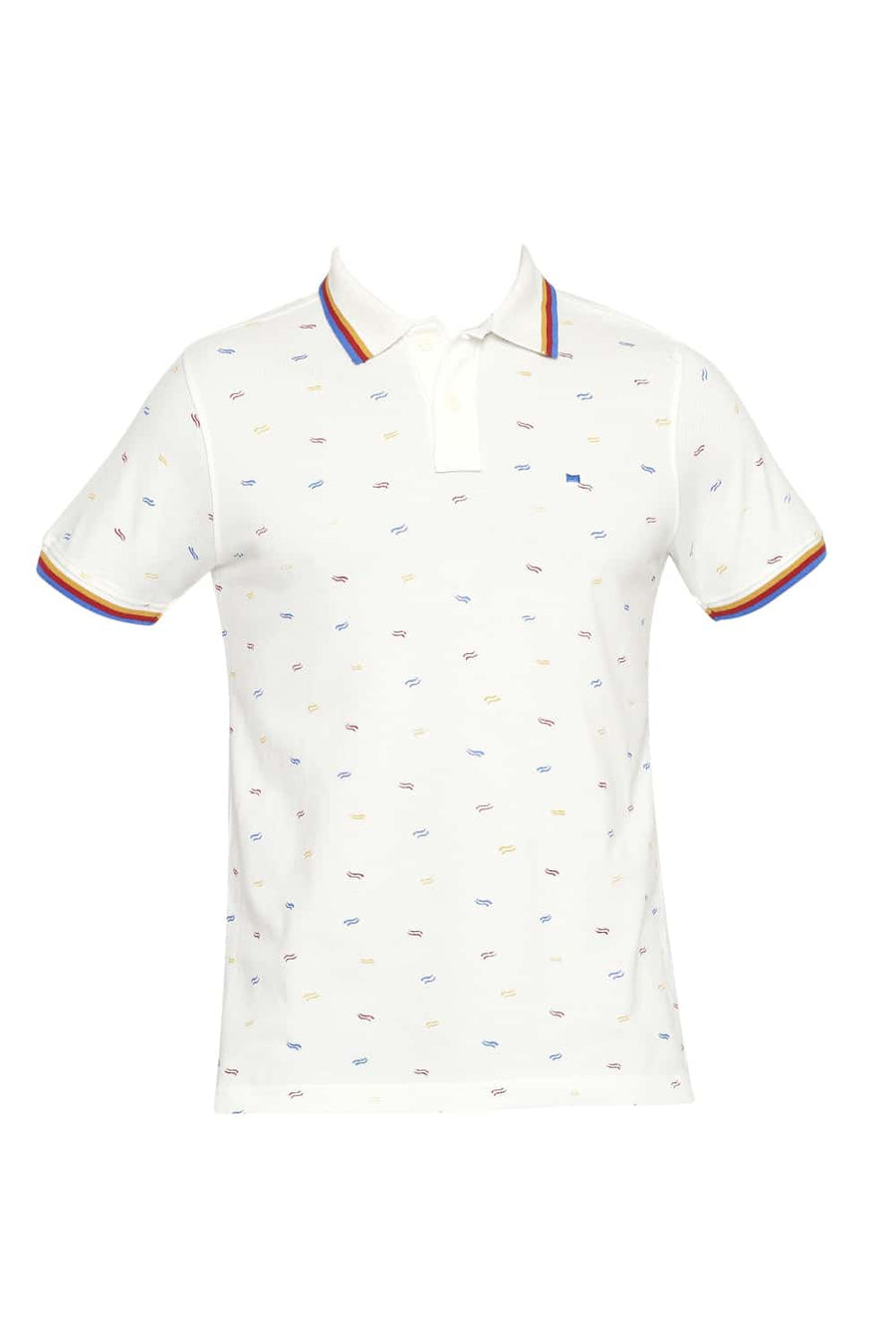 BASICS MUSCLE FIT CANNOLI CREAM PRINTED POLO T SHIRT