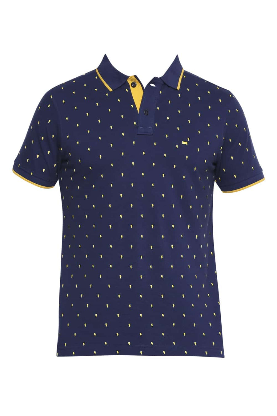 BASICS MUSCLE FIT MEDIEVAL BLUE PRINTED POLO T SHIRT