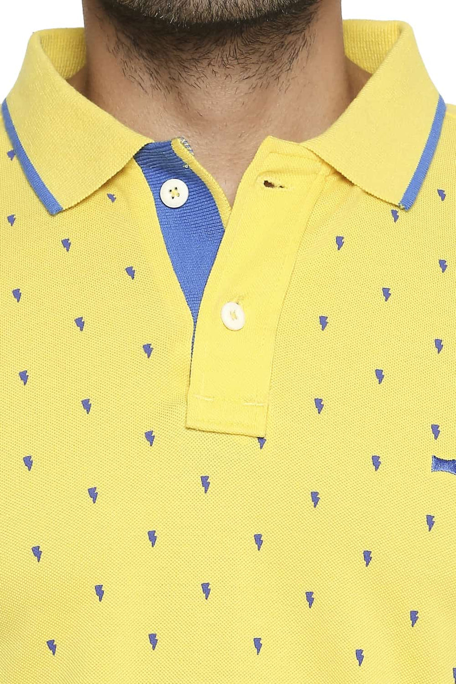 BASICS MUSCLE FIT HABANERO GOLD PRINTED POLO T SHIRT