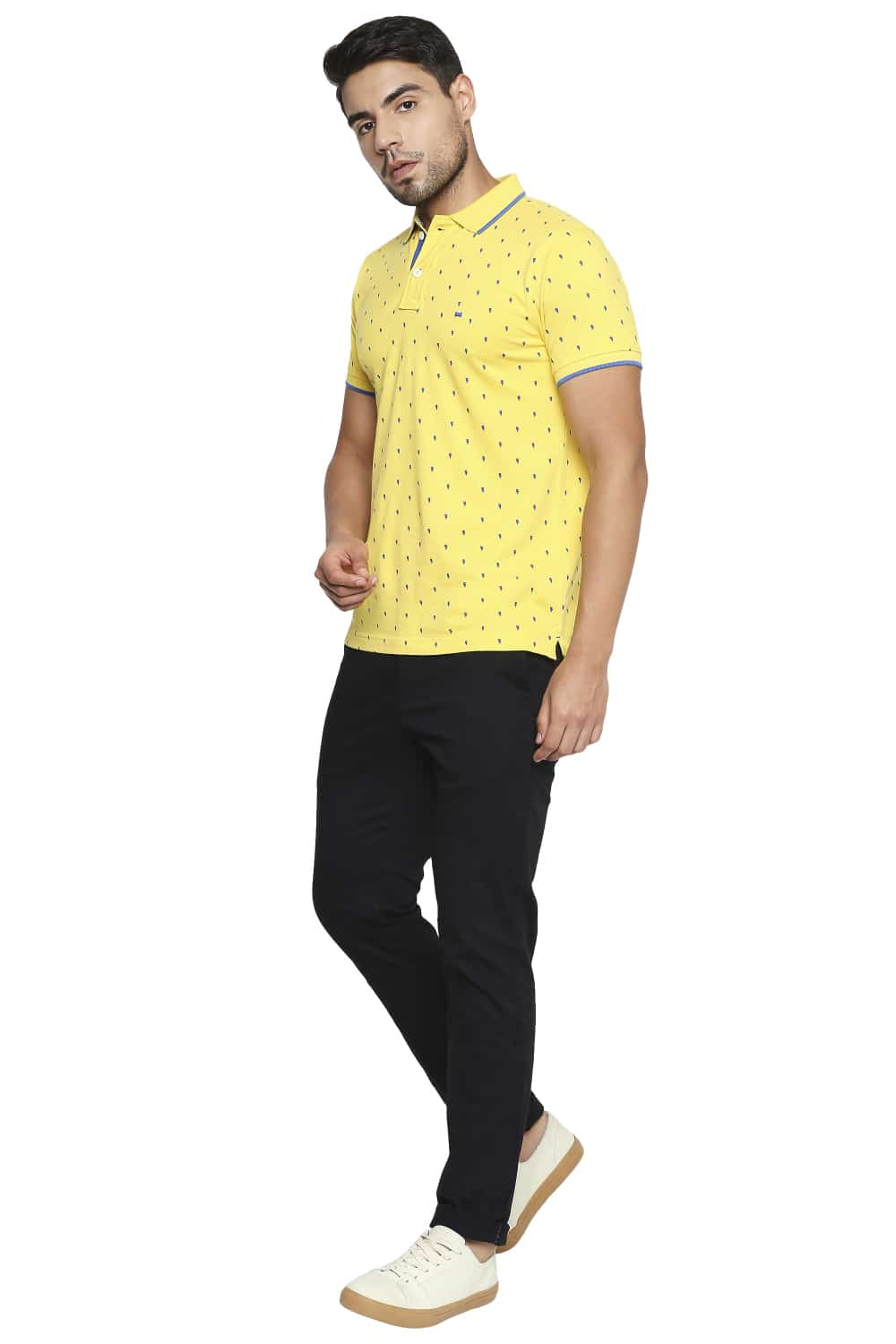 BASICS MUSCLE FIT PRINTED POLO T SHIRT