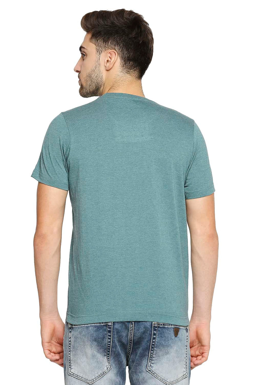 BASICS MUSCLE FIT STROM GREEN CREW NECK T-SHIRT