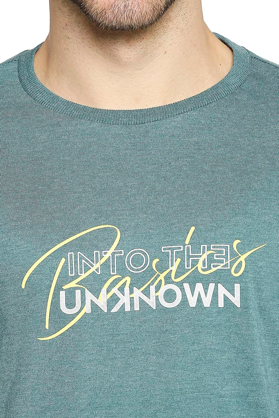 BASICS MUSCLE FIT STROM GREEN CREW NECK T-SHIRT