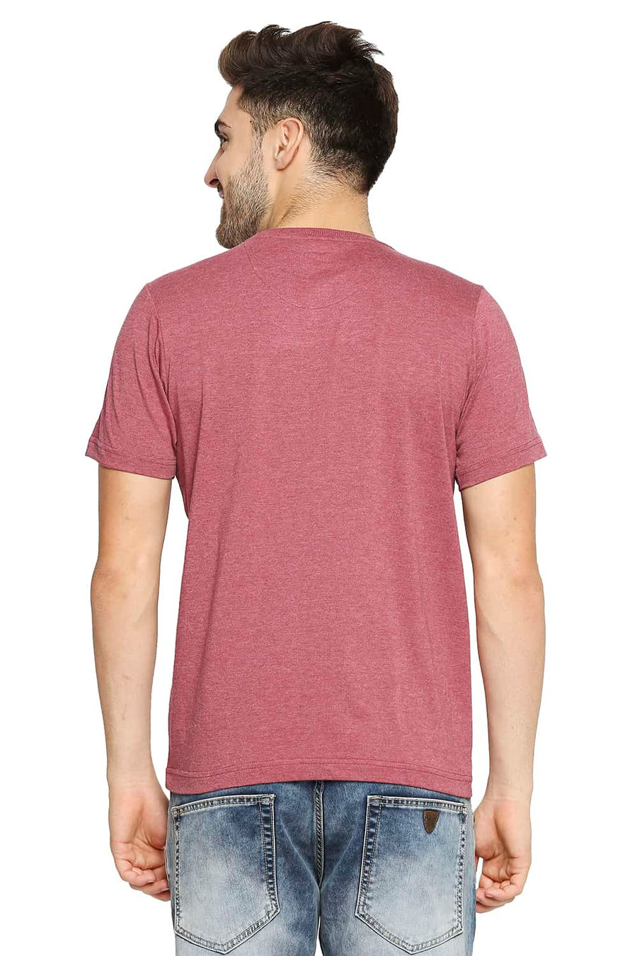 BASICS MUSCLE FIT RHODENDRON RED CREW NECK T-SHIRT