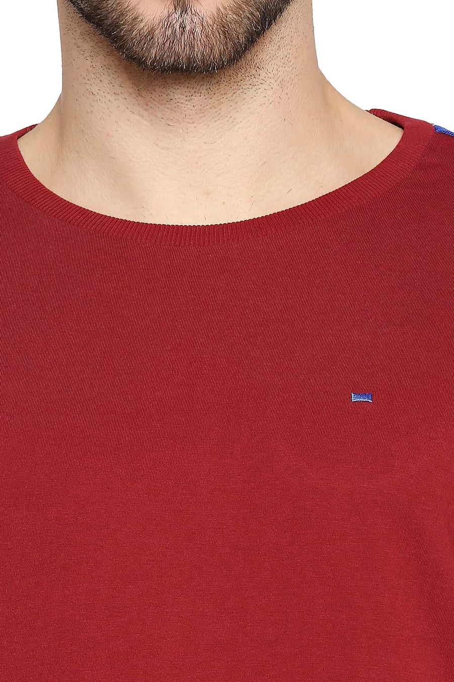 BASICS MUSCLE FIT RHUBARB RED CREW NECK T-SHIRT