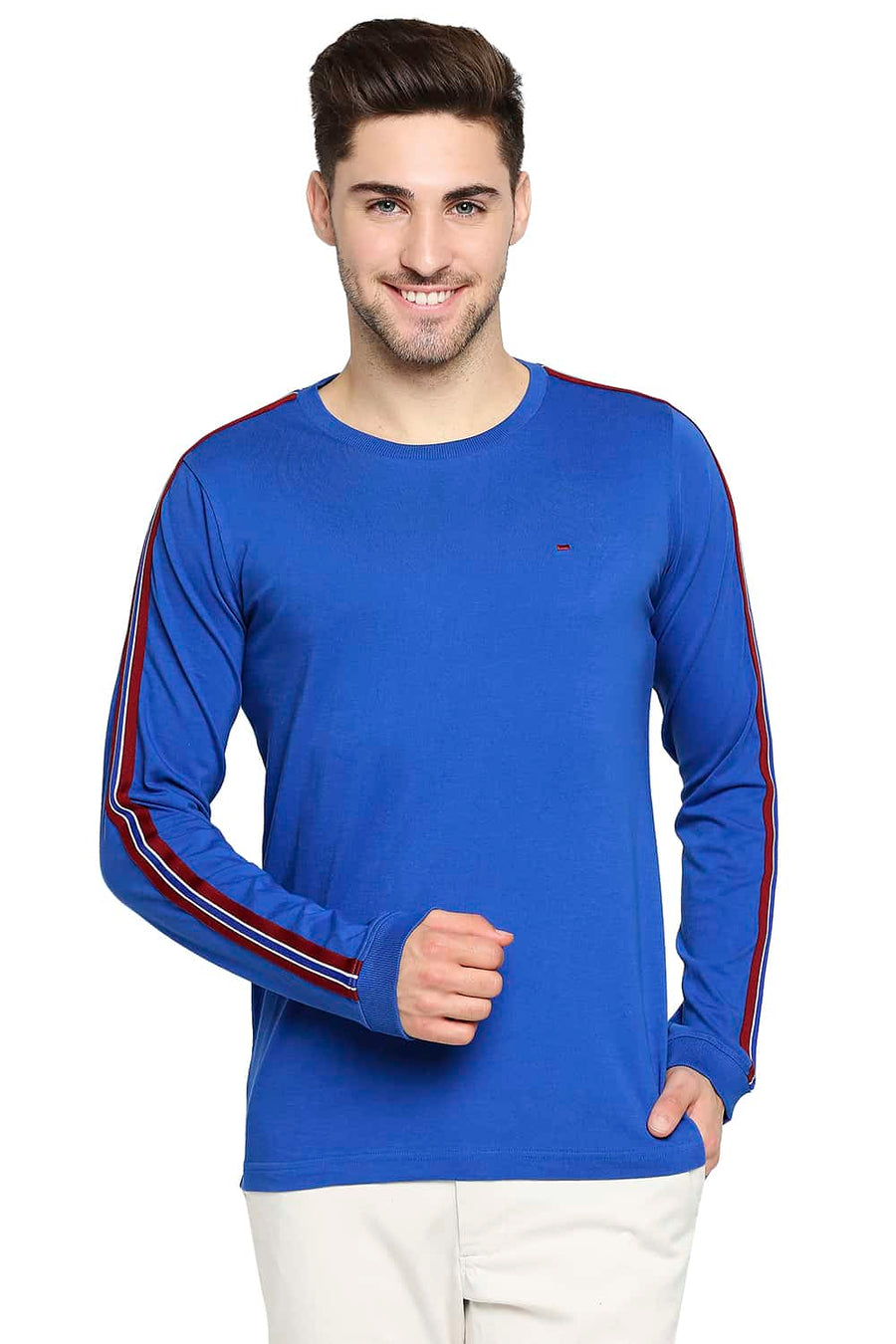 BASICS MUSCLE FIT LAPIS BLUE CREW NECK T-SHIRT