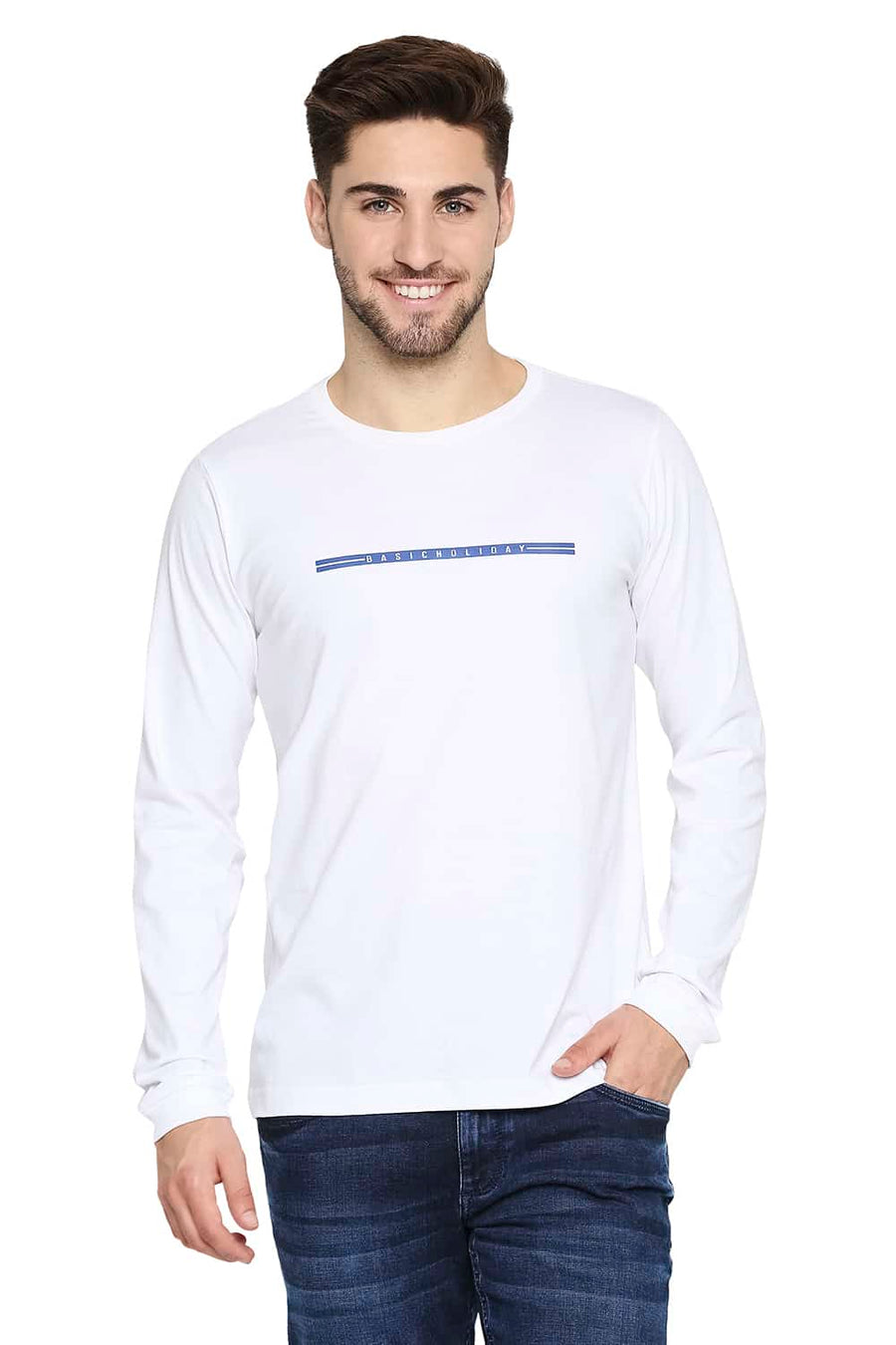 BASICS MUSCLE FIT BRIGHT WHITE CREW NECK T-SHIRT