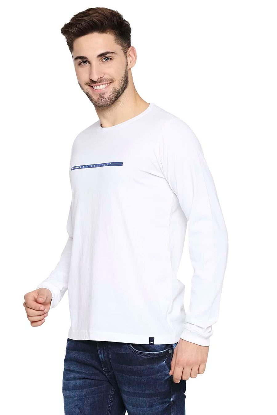 BASICS MUSCLE FIT BRIGHT WHITE CREW NECK T-SHIRT