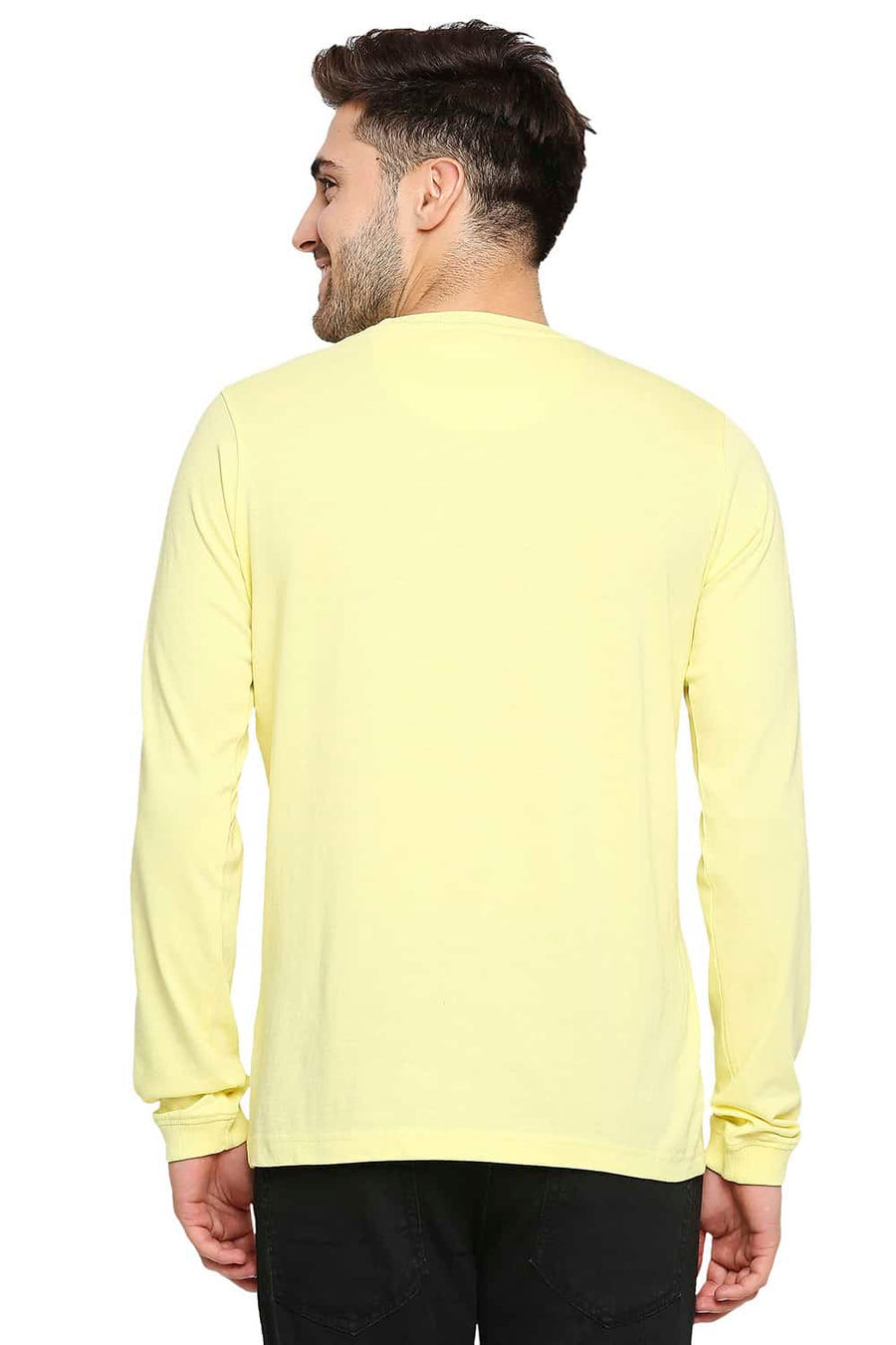 BASICS MUSCLE FIT YELLOW PEAR CREW NECK T-SHIRT