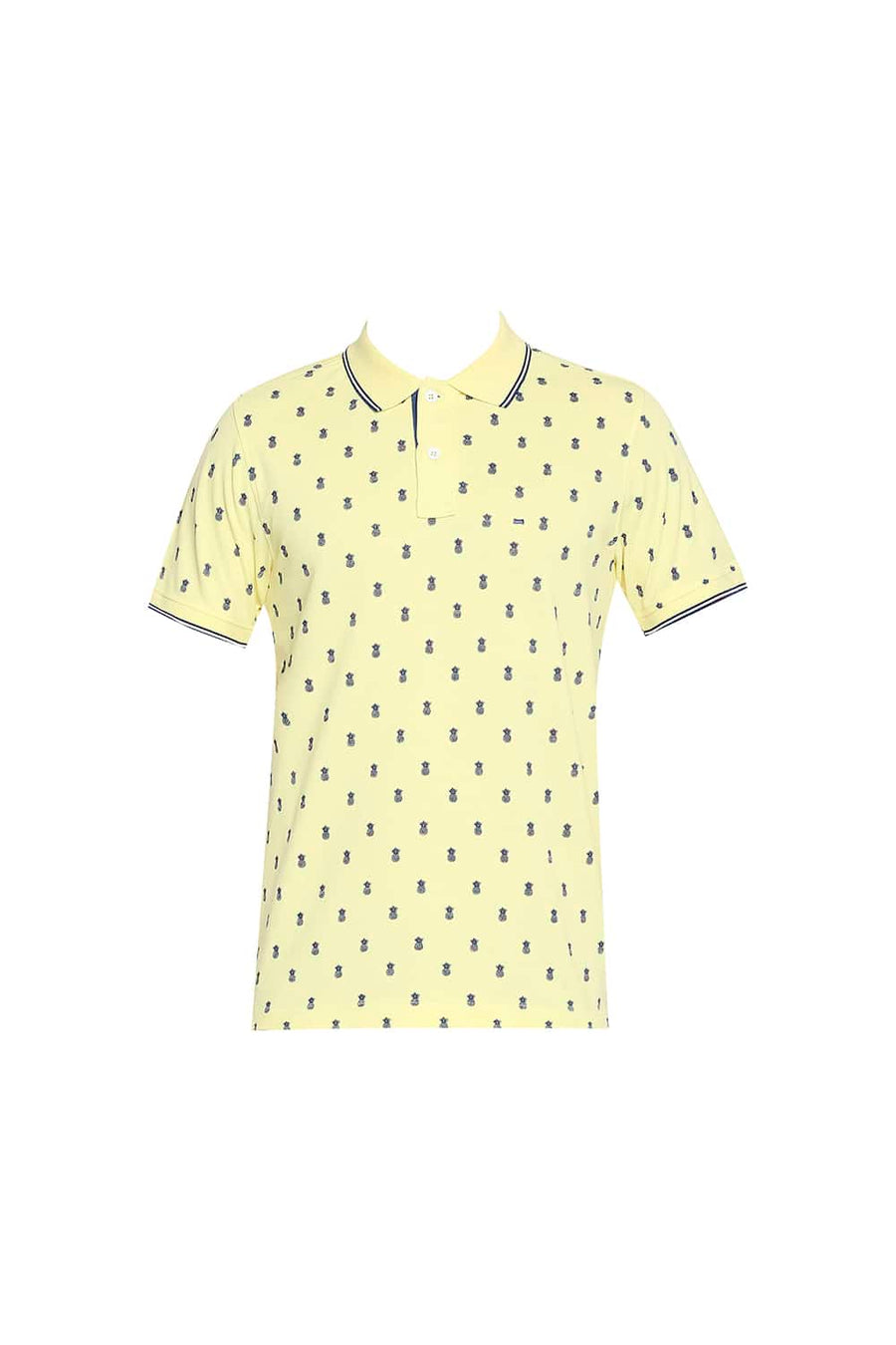 BASICS MUSCLE FIT YELLOW IRIS PRINTED POLO T-SHIRT