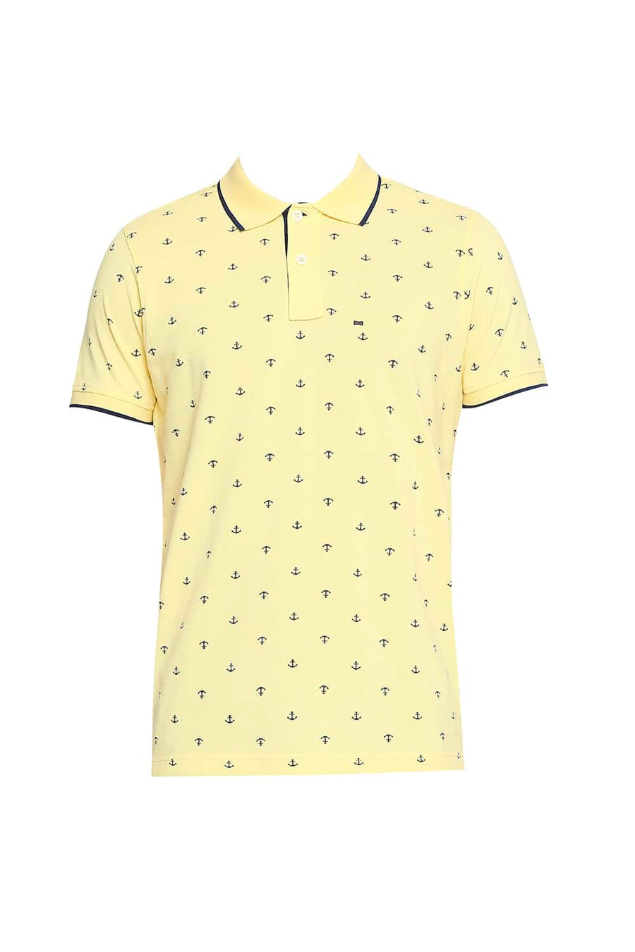 BASICS MUSCLE FIT SUNSHINE YELLOW PRINTED POLO T-SHIRT