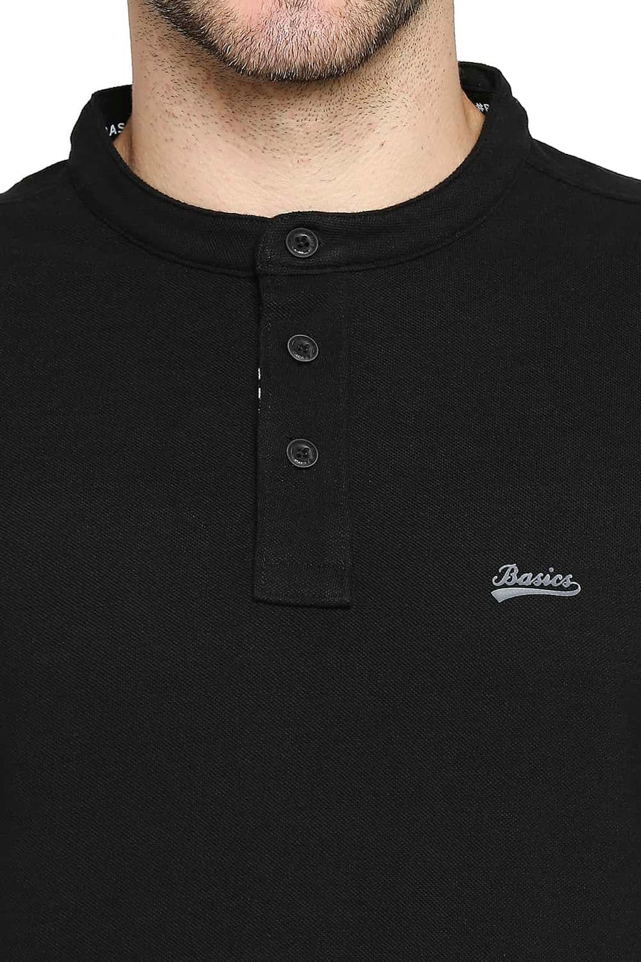 BASICS MUSCLE FIT BLACK BEAUTY POLO T-SHIRT