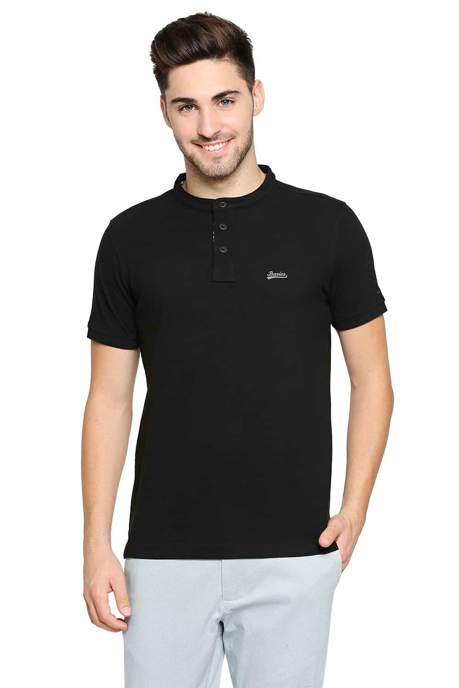 BASICS MUSCLE FIT BLACK BEAUTY POLO T-SHIRT