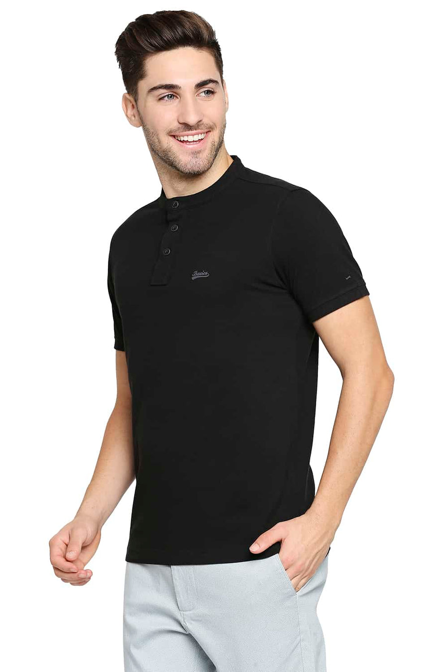BASICS MUSCLE FIT BLACK BEAUTY POLO T-SHIRT