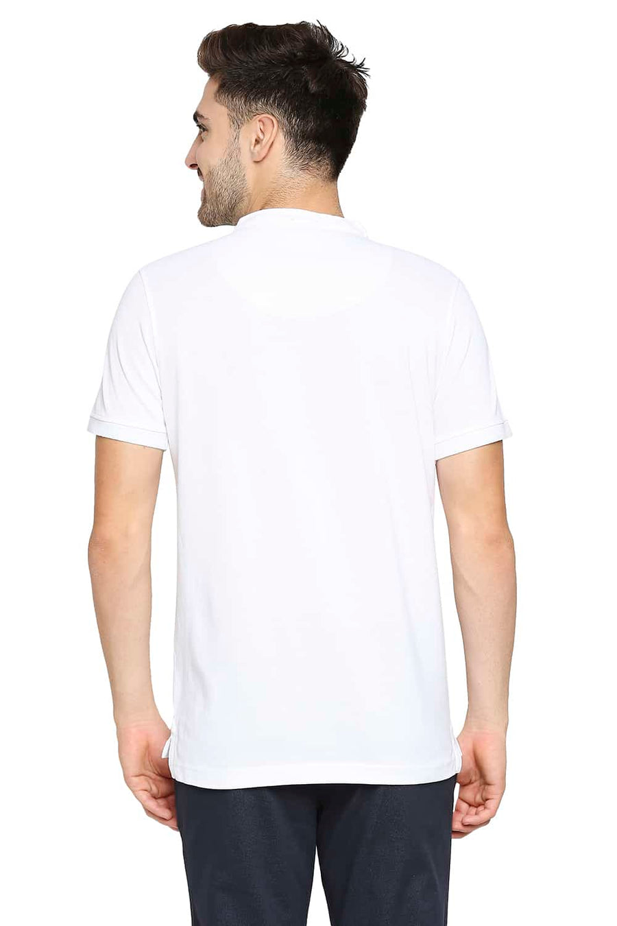 BASICS MUSCLE FIT BRIGHT WHITE POLO T-SHIRT
