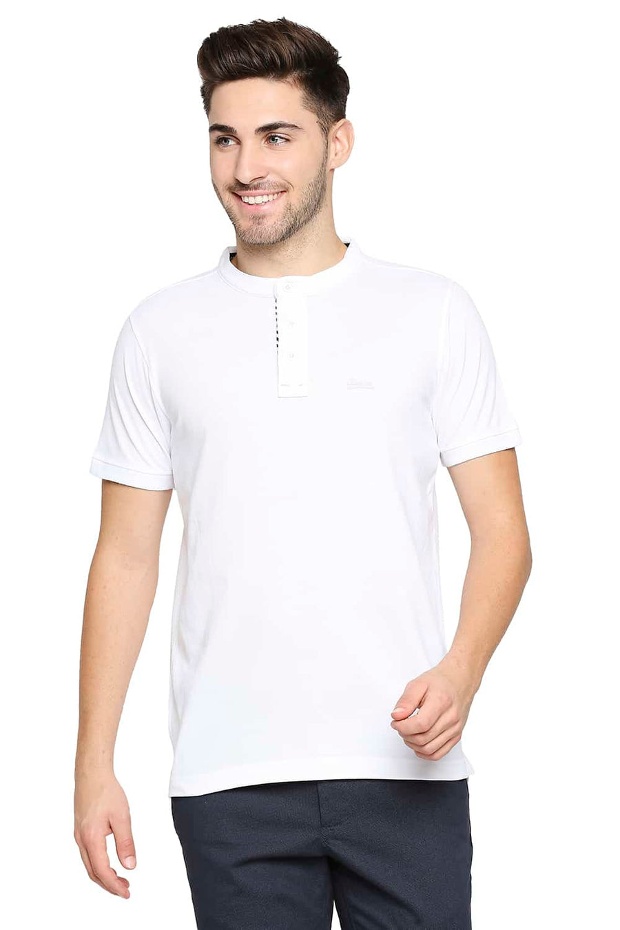 BASICS MUSCLE FIT BRIGHT WHITE POLO T-SHIRT