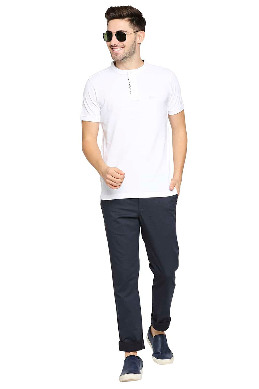 BASICS MUSCLE FIT BRIGHT WHITE POLO T-SHIRT