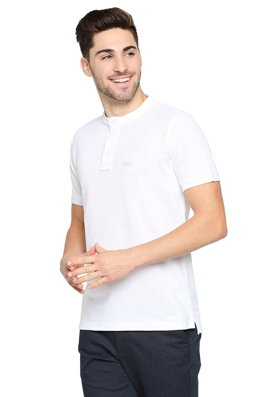 BASICS MUSCLE FIT BRIGHT WHITE POLO T-SHIRT