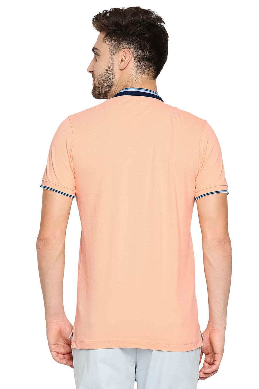 BASICS MUSCLE FIT PEACH PEARL POLO T-SHIRT