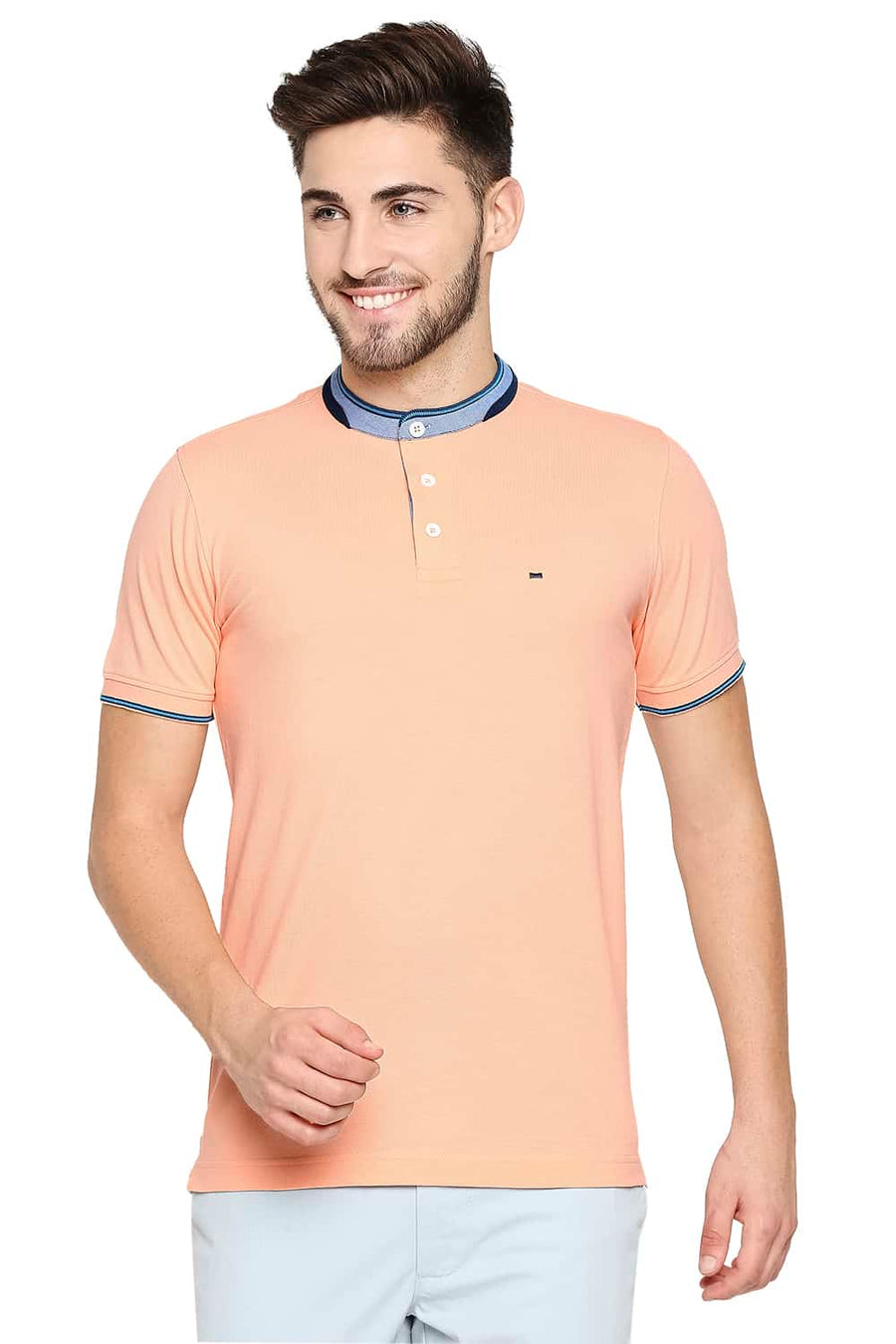 BASICS MUSCLE FIT PEACH PEARL POLO T-SHIRT