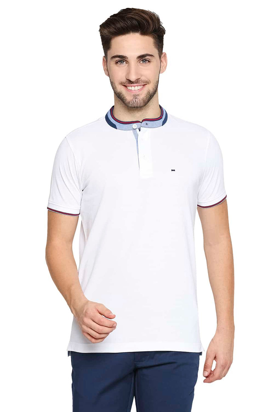 BASICS MUSCLE FIT BRIGHT WHITE POLO T-SHIRT