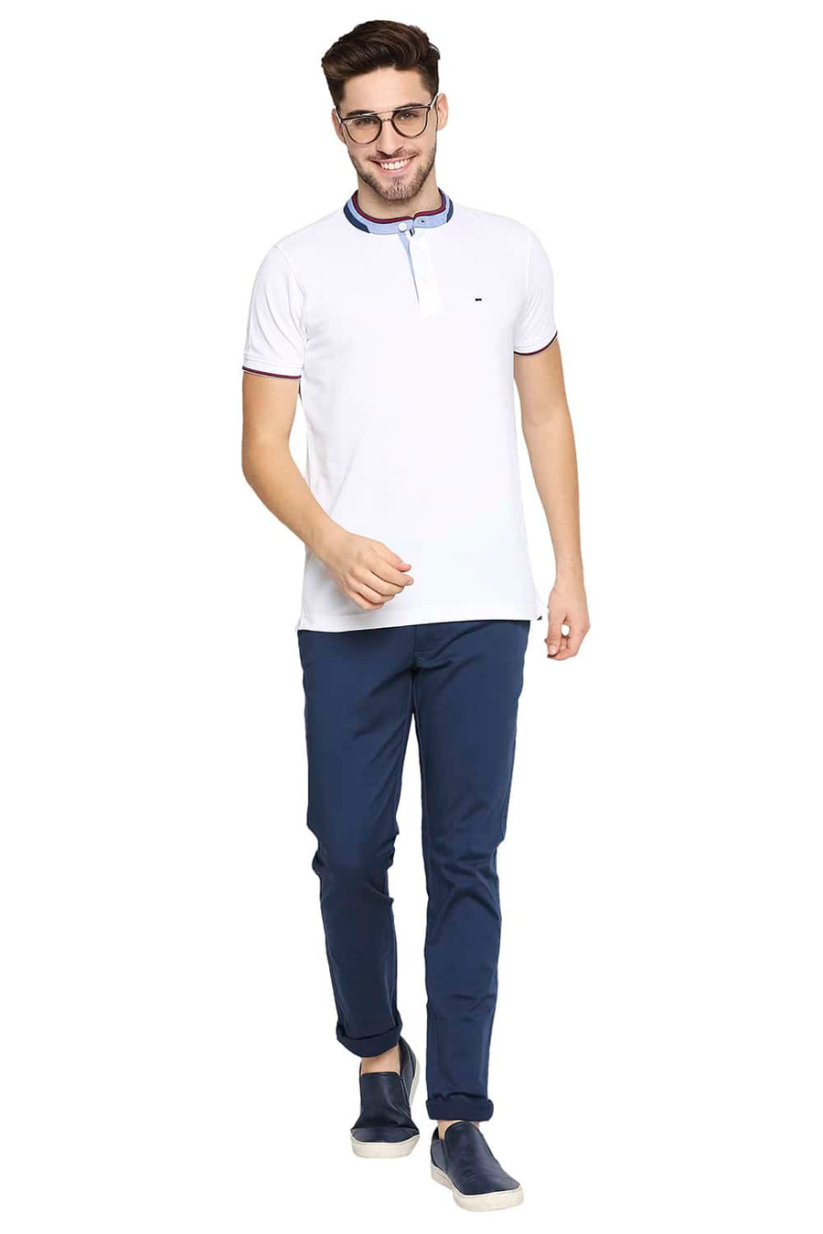 BASICS MUSCLE FIT BRIGHT WHITE POLO T-SHIRT