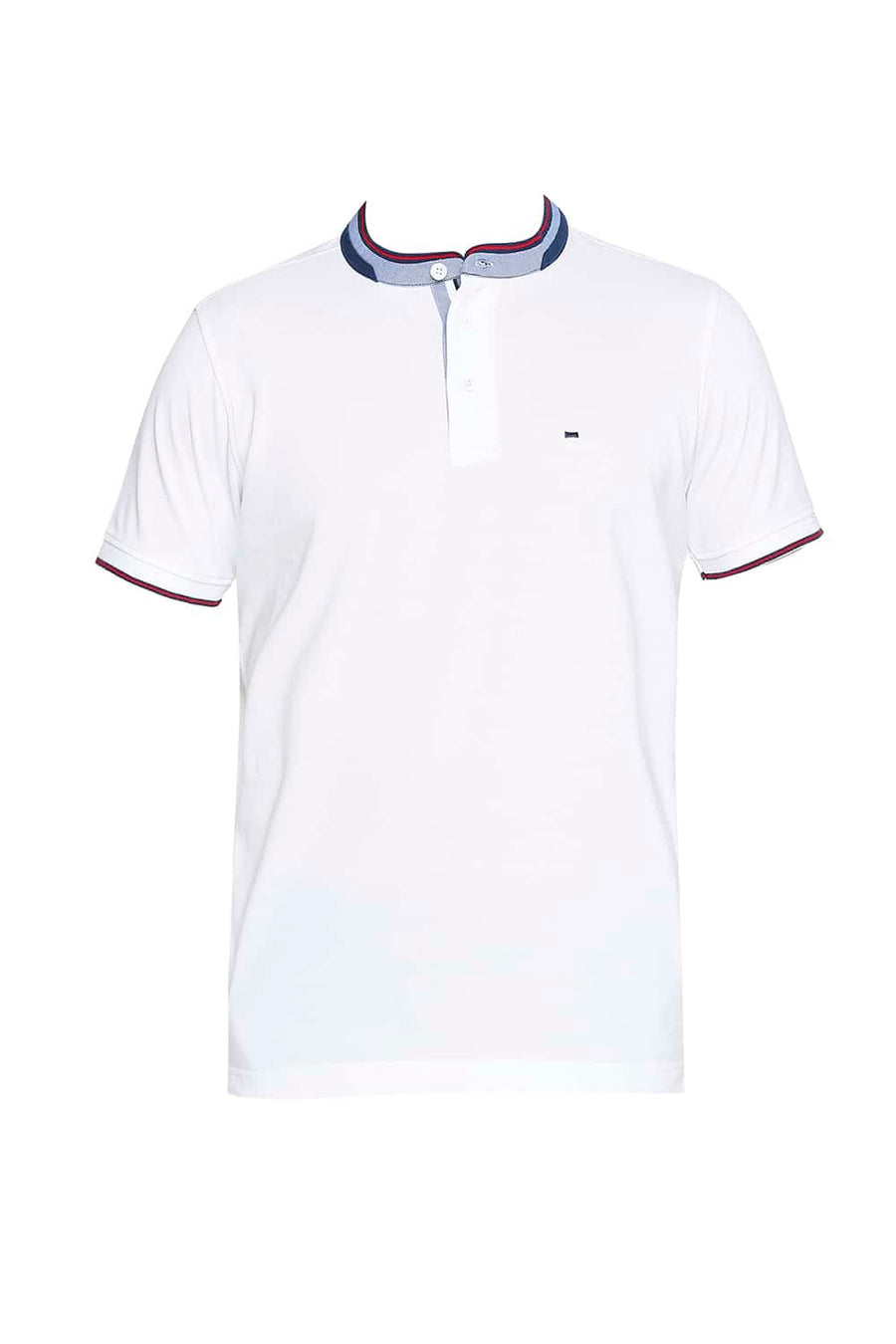 BASICS MUSCLE FIT BRIGHT WHITE POLO T-SHIRT