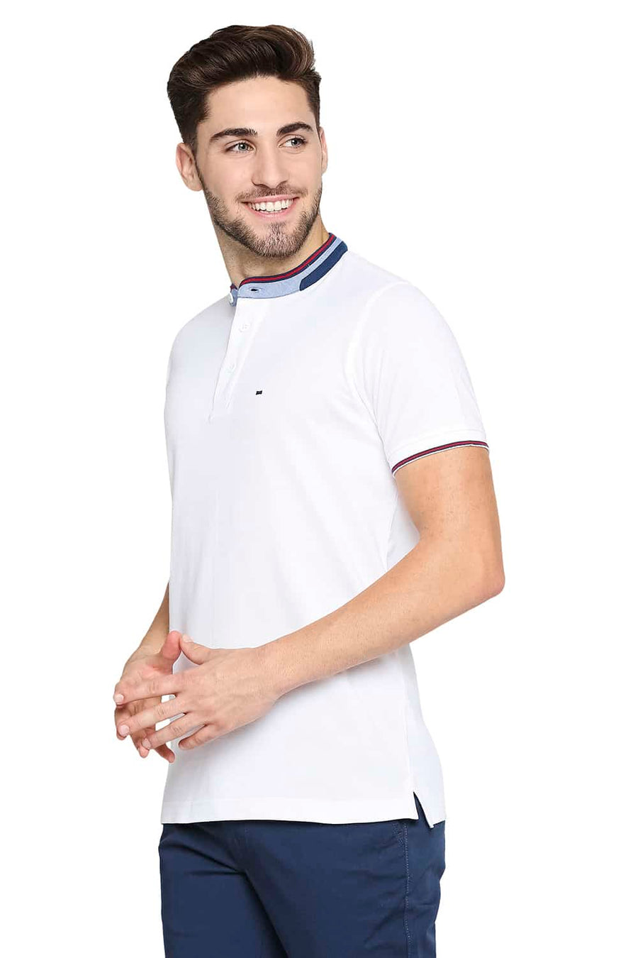 BASICS MUSCLE FIT BRIGHT WHITE POLO T-SHIRT