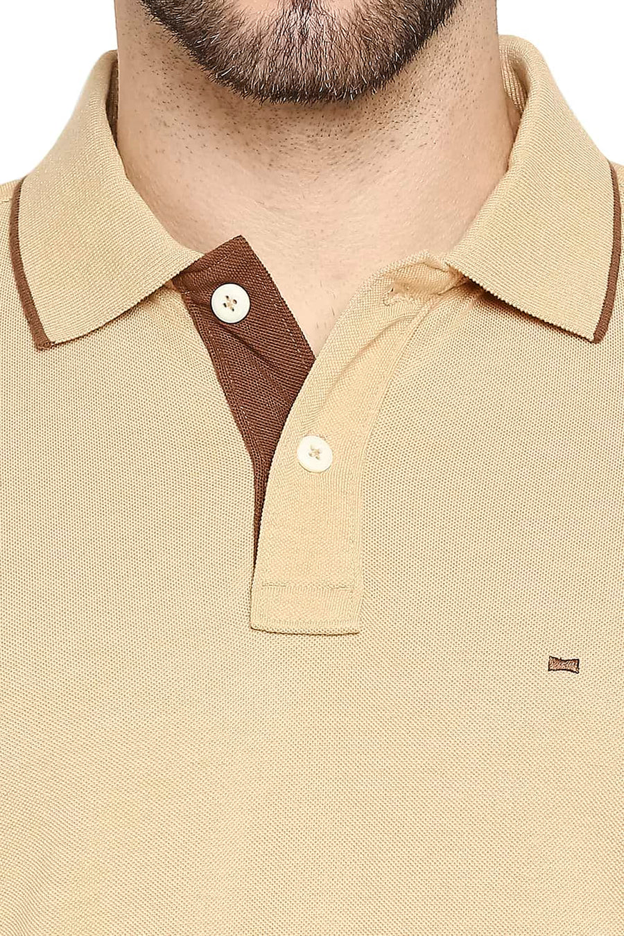 BASICS MUSCLE FIT ECRU SAND HEATHER POLO T-SHIRT
