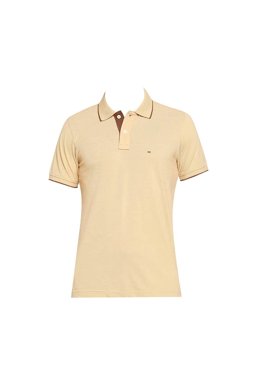 BASICS MUSCLE FIT ECRU SAND HEATHER POLO T-SHIRT