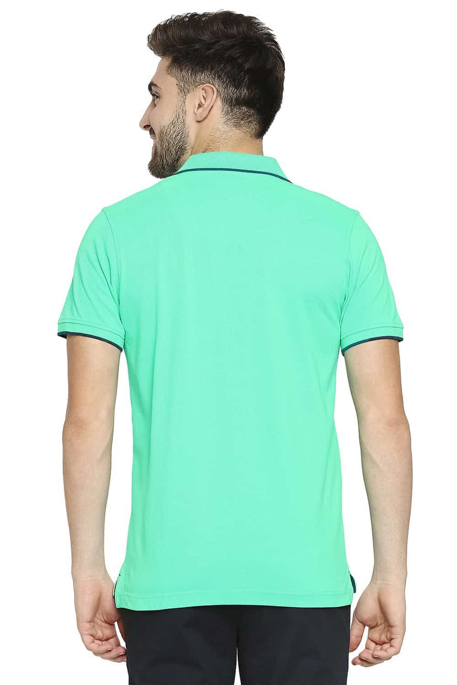BASICS MUSCLE FIT MINT LEAF GREEN POLO T-SHIRT