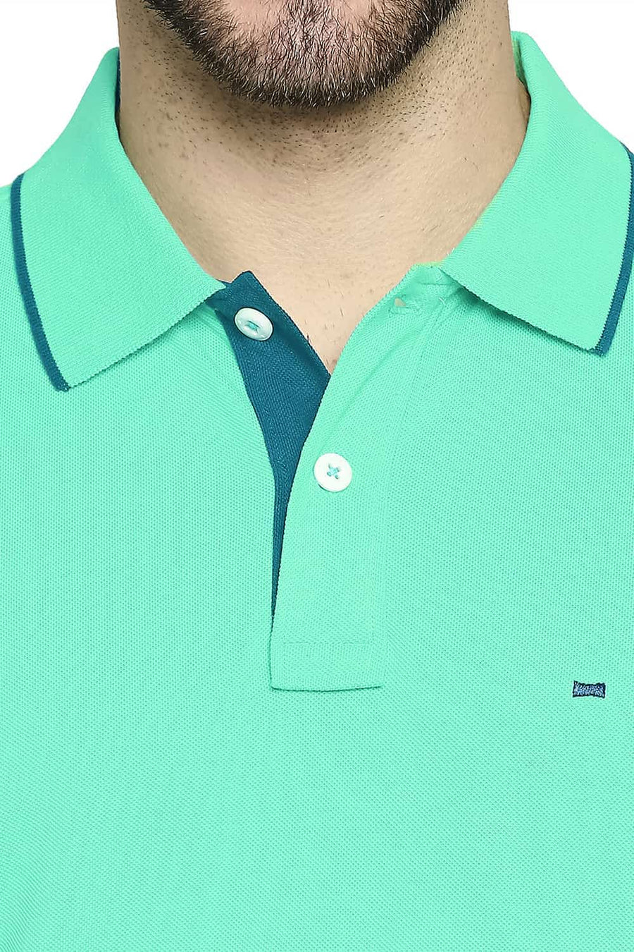BASICS MUSCLE FIT MINT LEAF GREEN POLO T-SHIRT