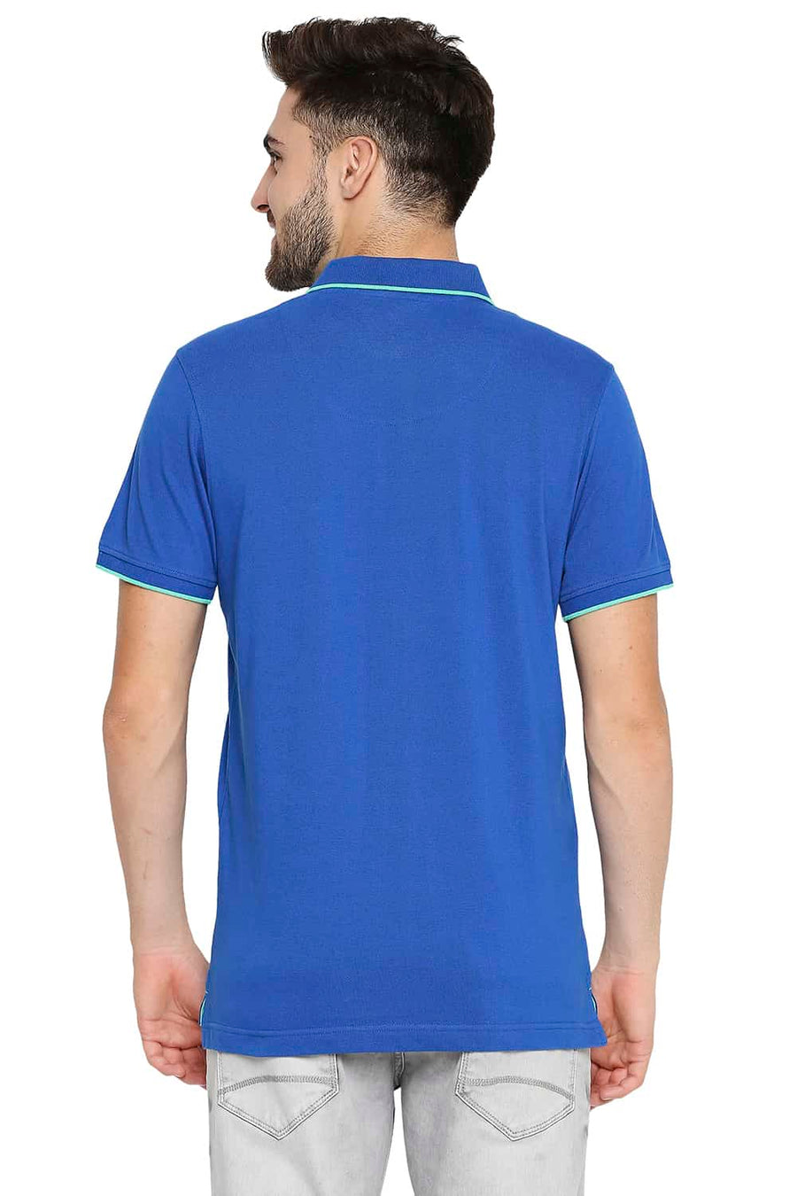 BASICS MUSCLE FIT LAPIS BLUE POLO T-SHIRT