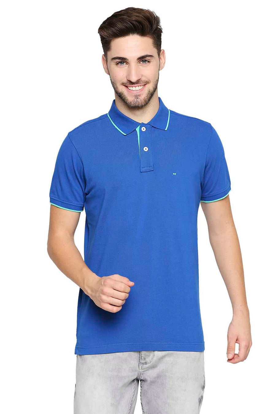 BASICS MUSCLE FIT LAPIS BLUE POLO T-SHIRT