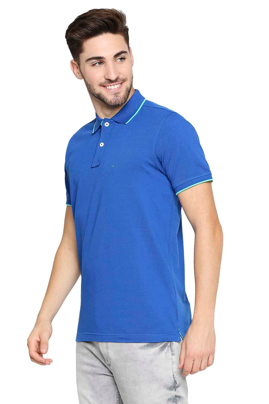 BASICS MUSCLE FIT LAPIS BLUE POLO T-SHIRT