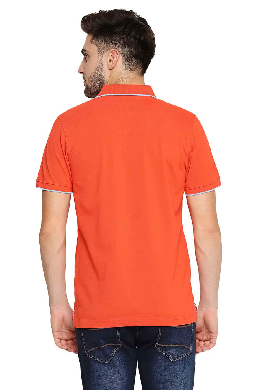 BASICS MUSCLE FIT FIESTA RED POLO T-SHIRT