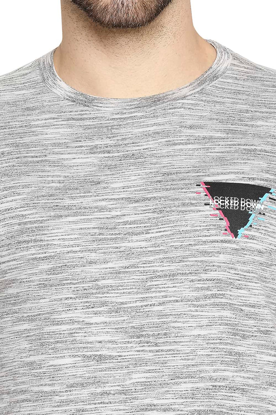 BASICS MUSCLE FIT VAPOUR GREY CREW NECK T-SHIRT
